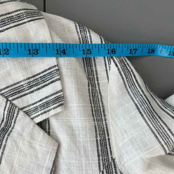 [M]DKR Gray Striped Linen Blend Women's Open Blazer - Picture 14 of 15